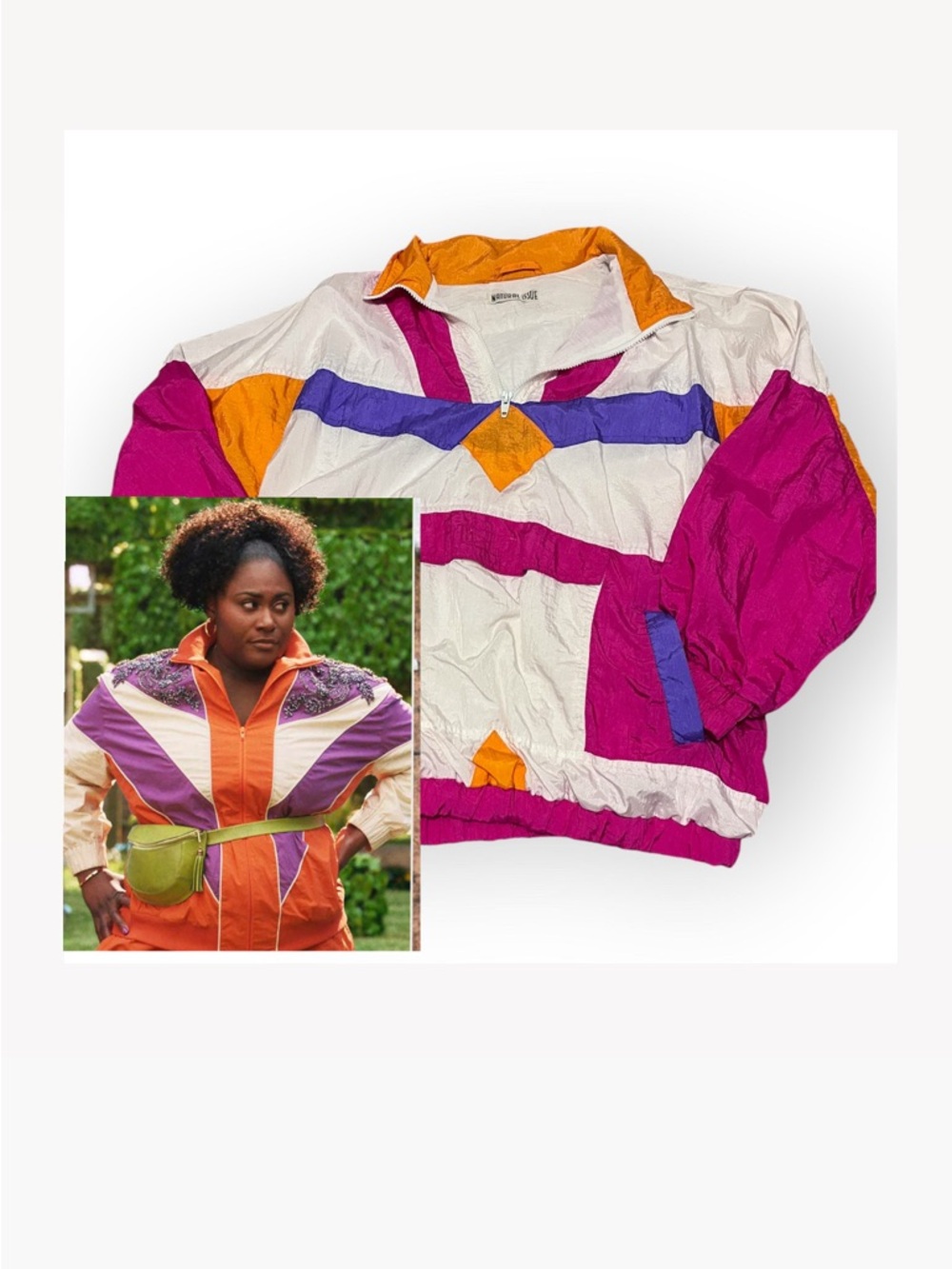 90s Natural Issue Vintage Colorblock Windbreaker Jacket - Pink, Orange & Purple
